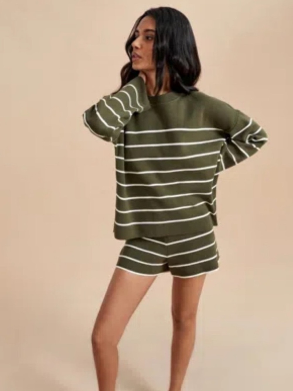 La Ligne Leo Sweater in Olive Stripe Size Medium - Picture 3 of 12